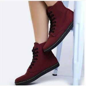 MAROON RED CANVAS DOC MARTENS